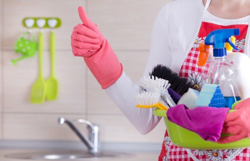 Professional cleaning team working in a Wandsworth home or office interior
