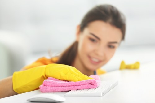 Cleaning team preparing a property for a scheduled service